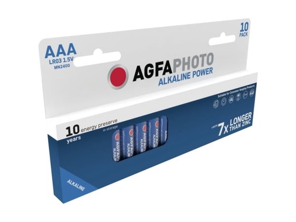 AgfaPhoto 110-803968, Kertakäyttöinen akku, AAA, Alkali, 1,5 V, 10 kpl, musta, Sininen, Punainen, Valkoinen