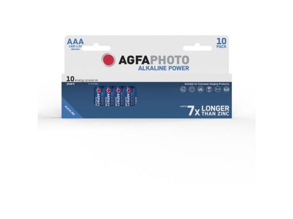 AgfaPhoto 110-803968, Kertakäyttöinen akku, AAA, Alkali, 1,5 V, 10 kpl, musta, Sininen, Punainen, Valkoinen