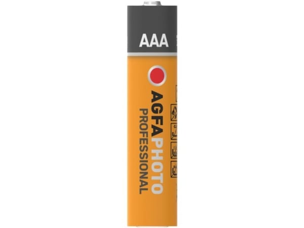AgfaPhoto 110-853468, Engangsbatteri, AAA, 1,5 V, 10 stykker, Grå, Oransje, Rød, Hvit, 44,5 mm