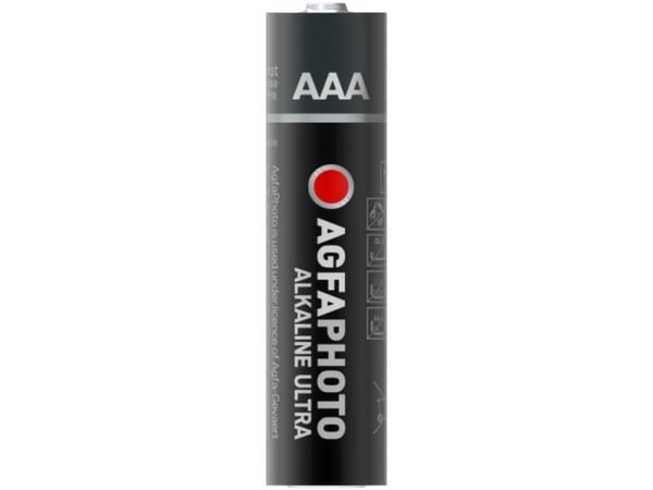 AgfaPhoto 110-821856, Engangsbatteri, AAA, Alkalinsk, 1,5 V, 4 stykker, Sort, Rød, Hvit