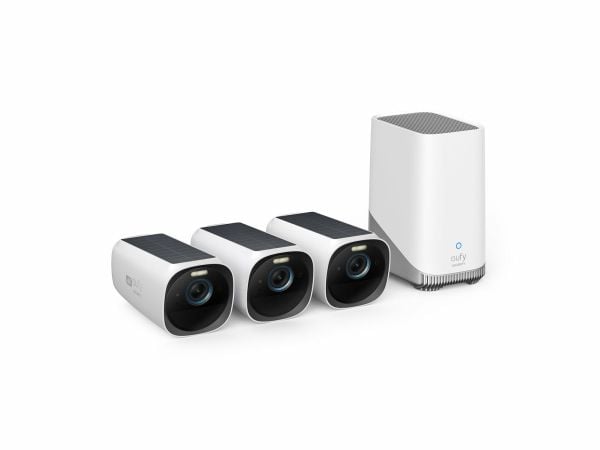 eufyCam S330 (eufyCam 3) - Videodeserver + kamera(er) - trådløs (Wi-Fi) - 3 kamera(er) - CMOS - hvit, svart