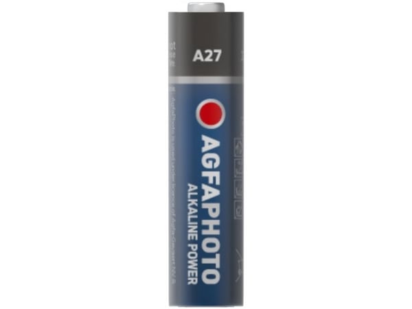 AgfaPhoto 110-804705, Engangsbatteri, A27, Alkalinsk, 12 V, 1 stykker, Sort, Blå, Rød, Hvit