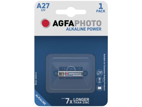 AgfaPhoto 110-804705, Engangsbatteri, A27, Alkalinsk, 12 V, 1 stykker, Sort, Blå, Rød, Hvit