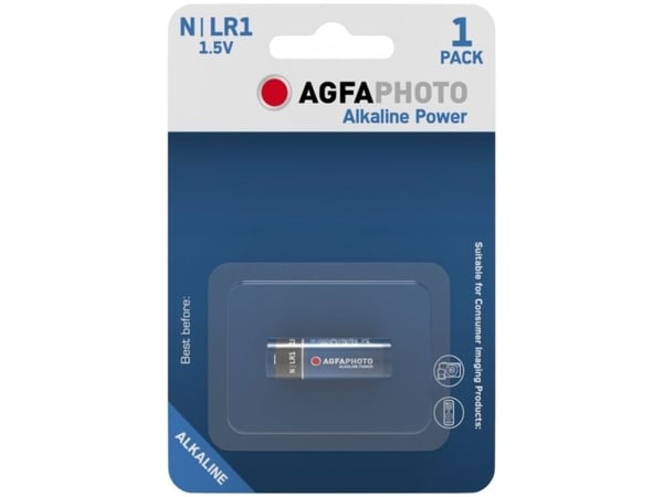 AgfaPhoto 110-803678, Engangsbatteri, LR1, Alkalinsk, 1,5 V, 1 stykker, Sort, Blå, Rød, Hvit