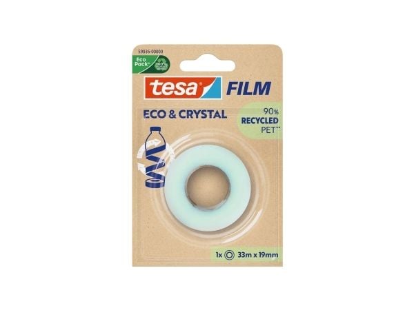 TESA Eco & Crystal, 33 m, Polyetentereftalat (PET), 19 mm