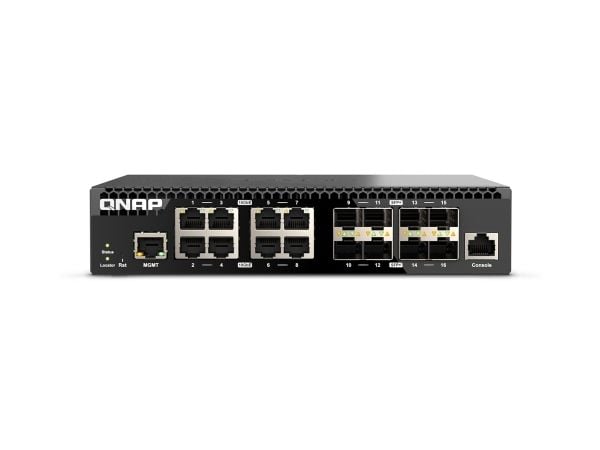 QNAP QSW-M3216R-8S8T - Switch - Styrt - 8 x 100/1000/2.5G/5G/10GBase-T + 8 x 10Gb Ethernet SFP+ - rackmonterbar