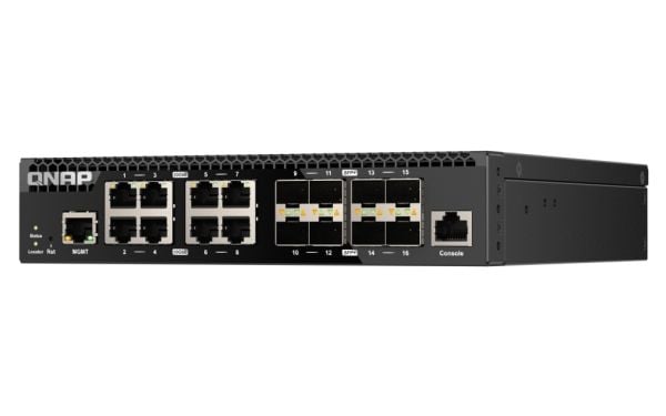 QNAP QSW-M3216R-8S8T - Switch - Styrt - 8 x 100/1000/2.5G/5G/10GBase-T + 8 x 10Gb Ethernet SFP+ - rackmonterbar