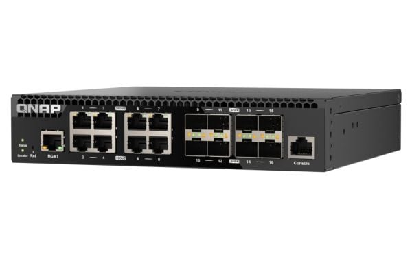 QNAP QSW-M3216R-8S8T - Switch - Styrt - 8 x 100/1000/2.5G/5G/10GBase-T + 8 x 10Gb Ethernet SFP+ - rackmonterbar