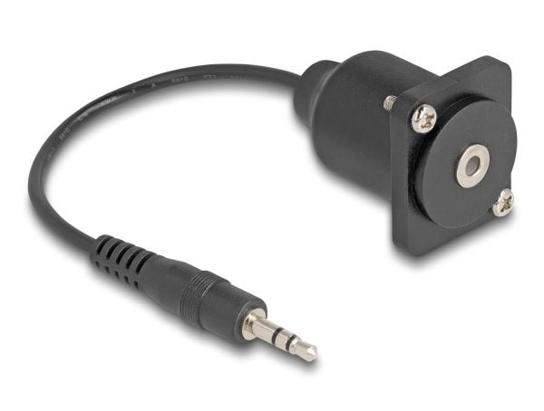 Delock D-type kabel 3,5 mm 3 pin jack plugg til stikkontakt svart 20 cm