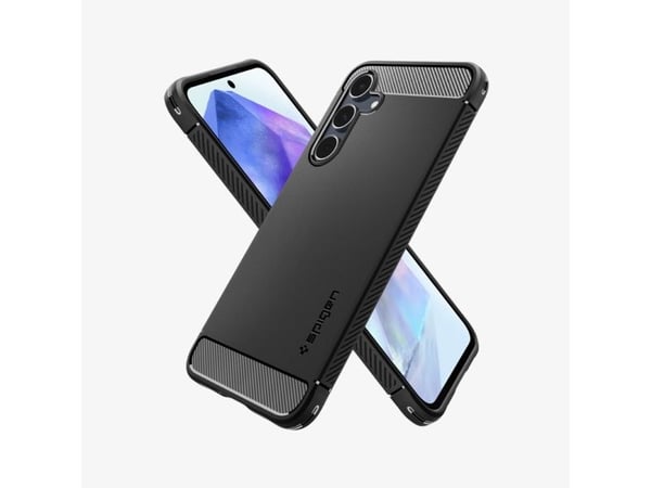 Kotelo Spigen Rugged Armor Sam A55 5G musta/musta matta ACS07500