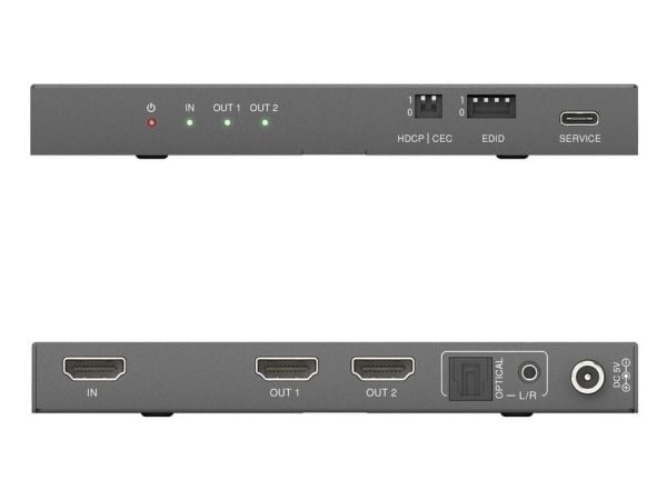 PureTools PT-SP-HD12-48G, HDMI, 2x HDMI, 3,5 mm, 7680 x 4320 piksler, Sort, Stål