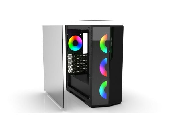 Inca EMG-17XN, Midi Tower, PC, Svart, ATX, Micro ATX, Mini-ITX, ABS, Metall, Spilling