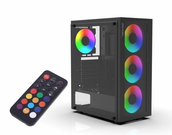 Inca EMG-15XN, Midi Tower, PC, Svart, ATX, micro ATX, Mini-ATX, ABS, Metall, Spela