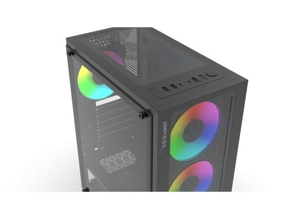 Inca EMG-15XN, Midi Tower, PC, Svart, ATX, Micro ATX, Mini-ATX, ABS, Metall, Spilling