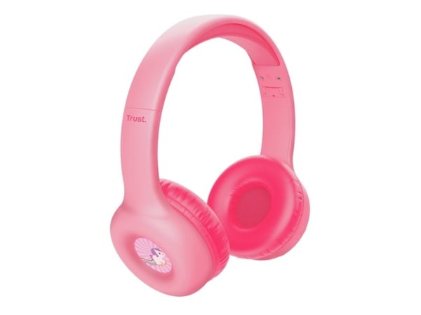 Trust Nouna - Hodetelefoner med mikrofon - on-ear - Bluetooth - trådløs, kablet - 3,5 mm jakk - rosa
