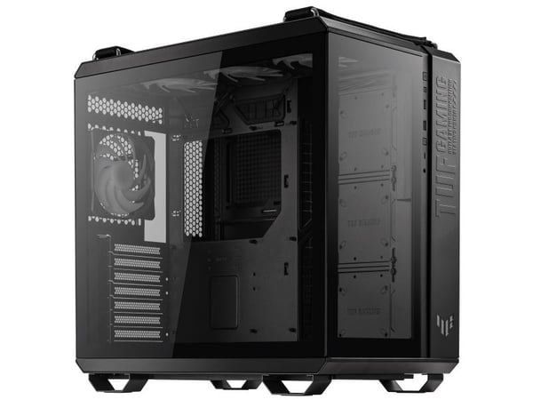 ASUS TUF Gaming GT502 Plus - Mid tower - ATX - sidepanel med vindu (herdet glass) - ingen strømforsyning - svart - USB/lyd