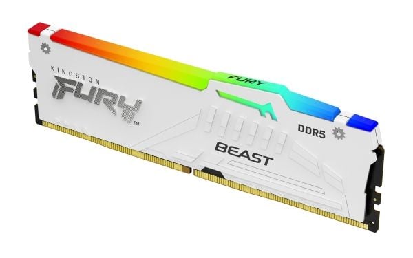 Kingston FURY Beast RGB - DDR5 - modul - 32 GB - DIMM 288-pin - 6400 MHz / PC5-51200 - CL32 - 1.4 V - ikke-bufret - on-die ECC - hvit