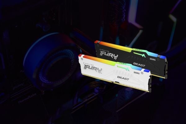 Kingston FURY Beast RGB - DDR5 - modul - 32 GB - DIMM 288-pin - 6400 MHz / PC5-51200 - CL32 - 1.4 V - ikke-bufret - on-die ECC - hvit