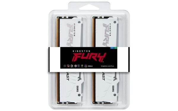 Kingston FURY Beast RGB - DDR5 - sett - 32 GB: 2 x 16 GB - DIMM 288-pin - 6800 MHz / PC5-54400 - CL34 - 1.4 V - ikke-bufret - on-die ECC - hvit