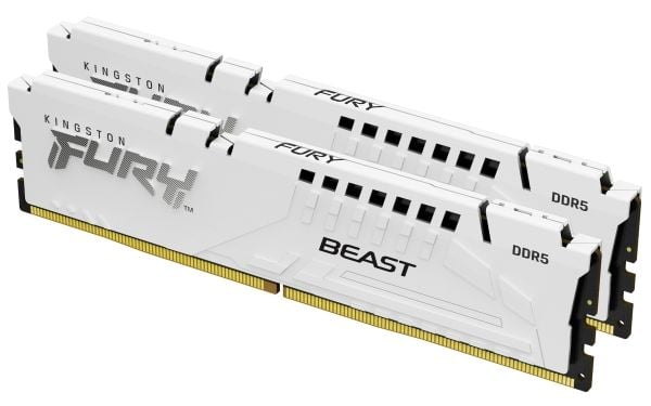 Kingston FURY Beast - DDR5 - sett - 64 GB: 2 x 32 GB - DIMM 288-pin - 6000 MHz / PC5-48000 - CL30 - 1.4 V - ikke-bufret - on-die ECC - hvit