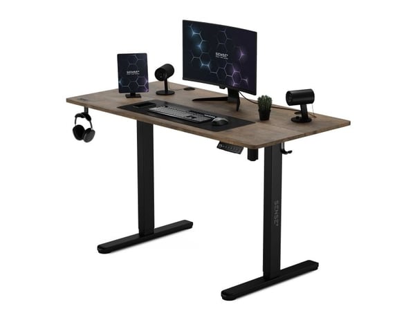Skrivebord Nojo elektrisk 120x60 cm svart ramme med eik