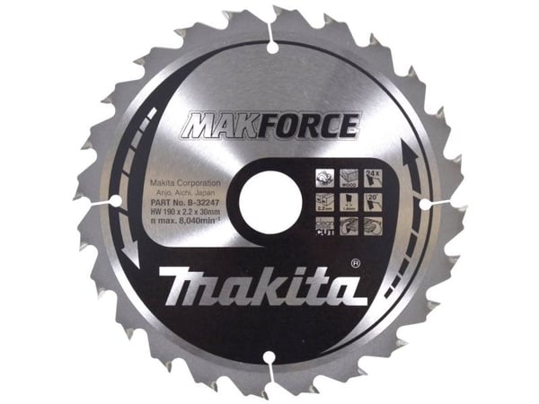 Makita MAKFORCE - Sirkelformet sagblad - for tre - 190 mm - 24 tenner