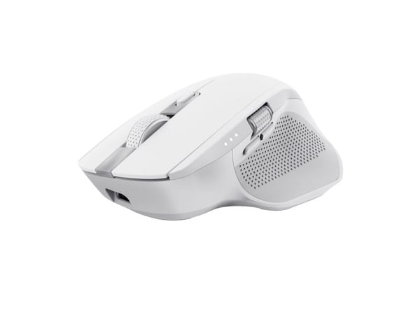 Trust Ozaa+ - Mus - multienhet - høyrehendt - optisk - 6 knapper - trådløs - 2.4 GHz, Bluetooth - USB trådløs mottaker - hvit
