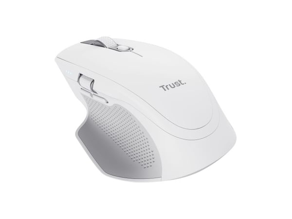 Trust Ozaa+ - Mus - multienhet - høyrehendt - optisk - 6 knapper - trådløs - 2.4 GHz, Bluetooth - USB trådløs mottaker - hvit