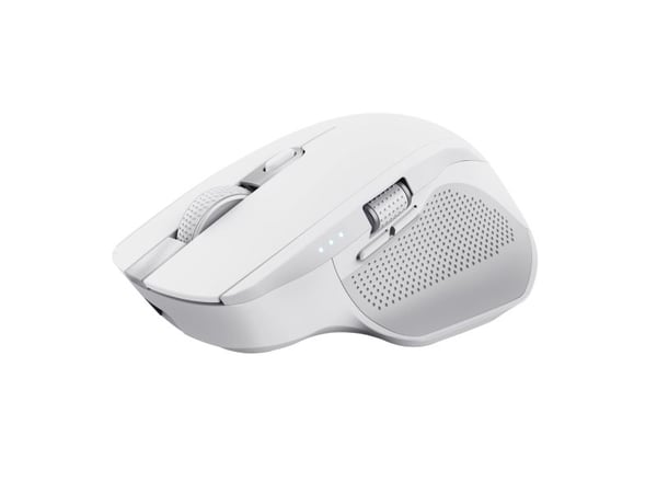 Trust Ozaa+ - Mus - multienhet - høyrehendt - optisk - 6 knapper - trådløs - 2.4 GHz, Bluetooth - USB trådløs mottaker - hvit