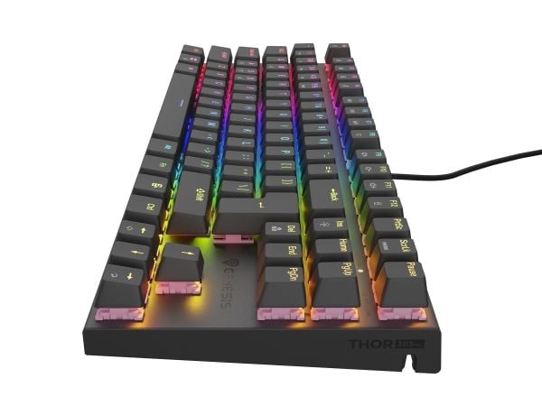 GENESIS Thor 303 TKL, Koblet med ledninger (ikke trådløs), USB, Mekanisk nøkkelbryter, QWERTY, RGB LED, Sort