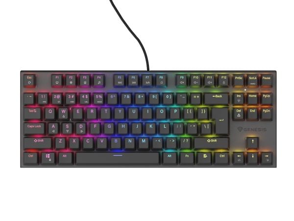 GENESIS Thor 303 TKL, Koblet med ledninger (ikke trådløs), USB, Mekanisk nøkkelbryter, QWERTY, RGB LED, Sort
