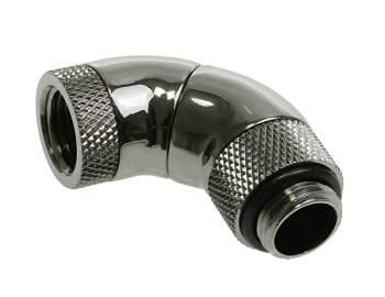 Bitspower-adapter 90 grader G1/4 tommer AG til G1/4 tommer IG - 3x roterbar, blank svart