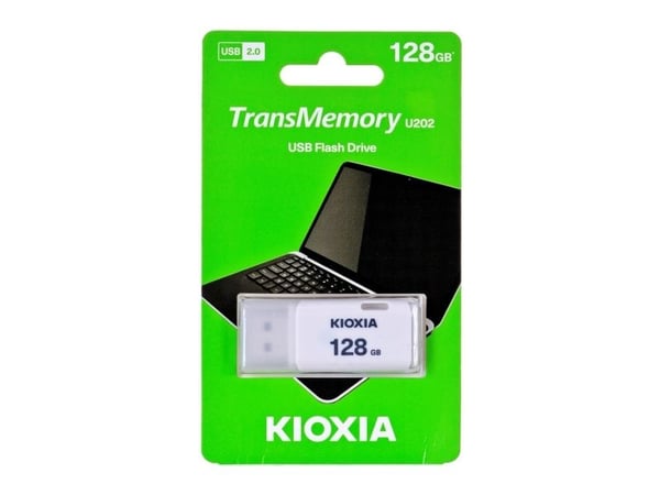 Kioxia TransMemory U202, 128 GB, USB A-tyyppi, 2.0, Suojus, 8 g, Valkoinen