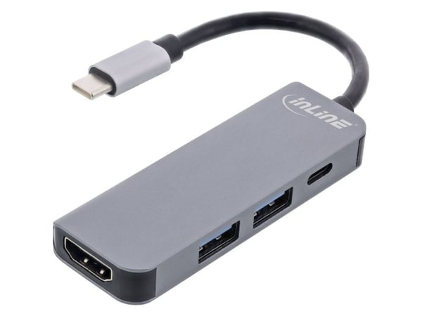 InLine 33271H, USB 3.2 Gen 1 (3.1 Gen 1) Type-C, HDMI, USB 3.2 Gen 1 (3.1 Gen 1) Type-A, USB Type-C, 5000 Mbit/s, 60 Hz, 3840 x 2160 pikseliä, Harmaa