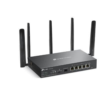TP-Link Omada ER706W-4G, Wi-Fi 6 (802.11ax), Dobbelbånd (2.4 GHz / 5 GHz), Ethernet/bredbåndsforbindelse, 4G, Sort, Skrivebord/stolperuter