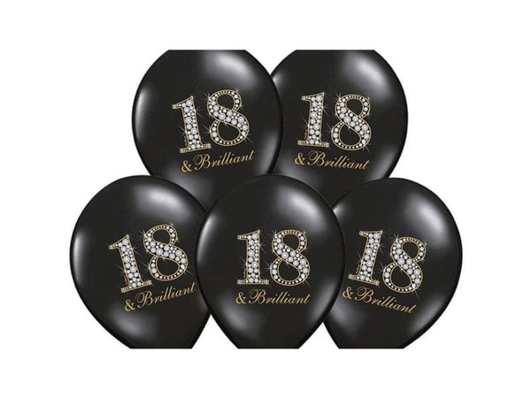 Ballon 18 &amp; Brilliant sort och guld