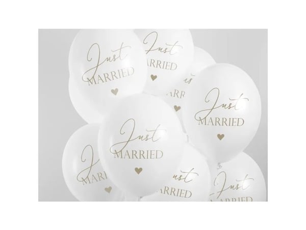 PartyDeco SB14P-237-008-6, Toy balloon, Latex, Guld, Vit, Bröllop, Oval, 30 cm