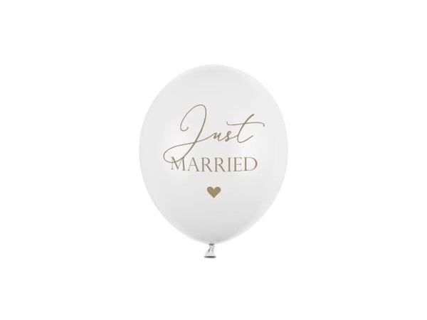 PartyDeco SB14P-237-008-6, Toy balloon, Latex, Guld, Vit, Bröllop, Oval, 30 cm