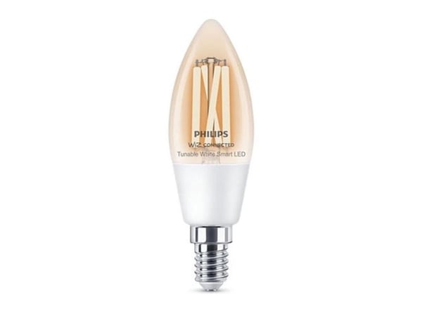Philips Smart - LED-glödlampa med filament - form: C35 - klar finish - E14 - 4.9 W (motsvarande 40 W) - klass F - tonbar vit - 2700-6500 K