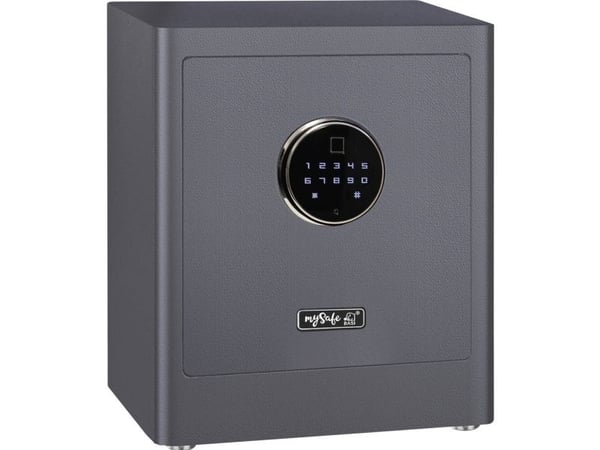 BASI mySafe Premium 350, Frittstående safe, Grå, Elektronisk, Kode, Fingeravtrykksleser, 1 hyller, Batteri, AA