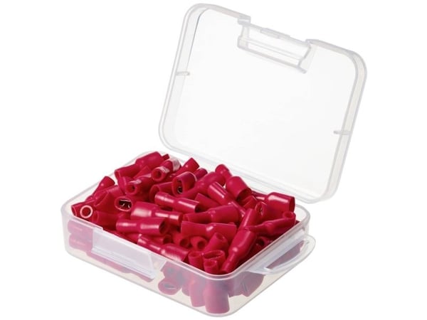 TRU COMPONENTS TC-11894520 Litteä liitinkaapelikenkä Liittimen leveys: 6,3 mm Liittimen paksuus: 0,8 mm Täysin eristetty punainen 100 kpl
