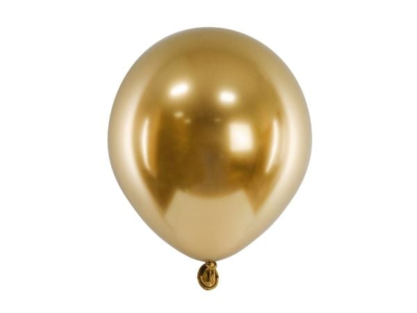 PartyDeco CHB1-5-019-50, Lelu ilmapallo, Latex, Guld, Fest tema, Rund, 12 cm