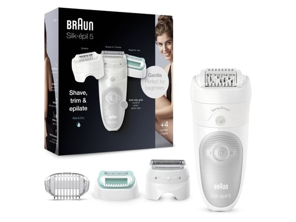 Braun Silk-épil 5 81770430, Hvit, 28 pinsetter, MicroGrip, Barbering, Tyskland, Batteri