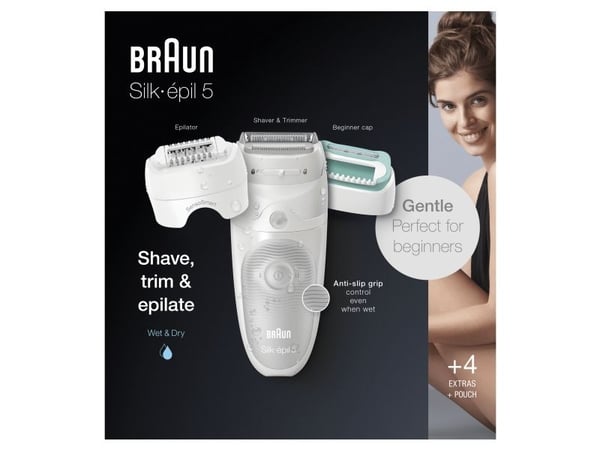 Braun Silk-épil 5 81770430, Hvit, 28 pinsetter, MicroGrip, Barbering, Tyskland, Batteri