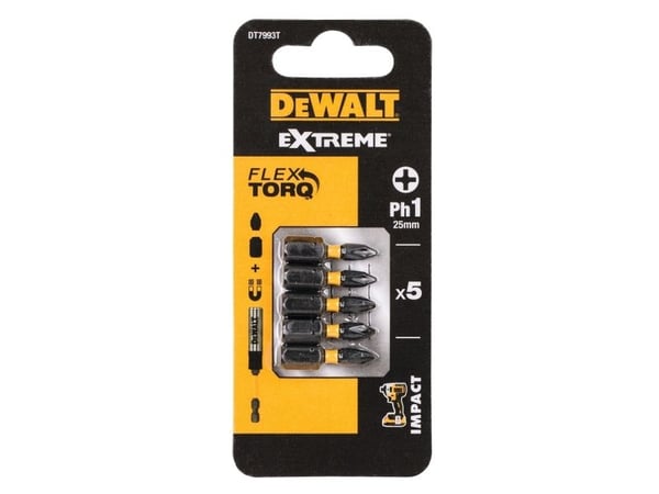 Dewalt TORSION slagskruvmejsel bits PH1x25mm 5st - DT7993T