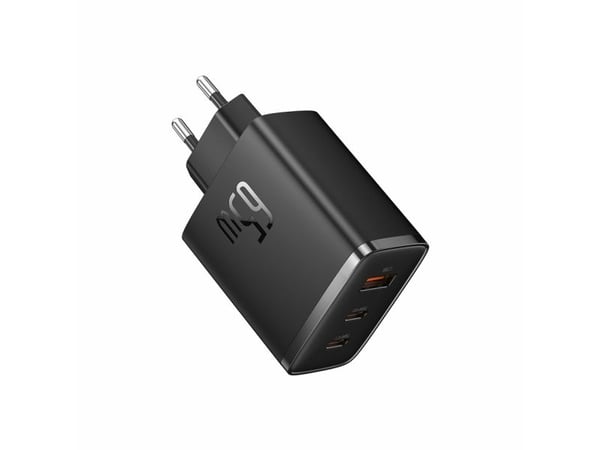 Baseus laturi Baseus OS-Cube Pro 2xUSB-C + USB seinälaturi, 65W (musta)