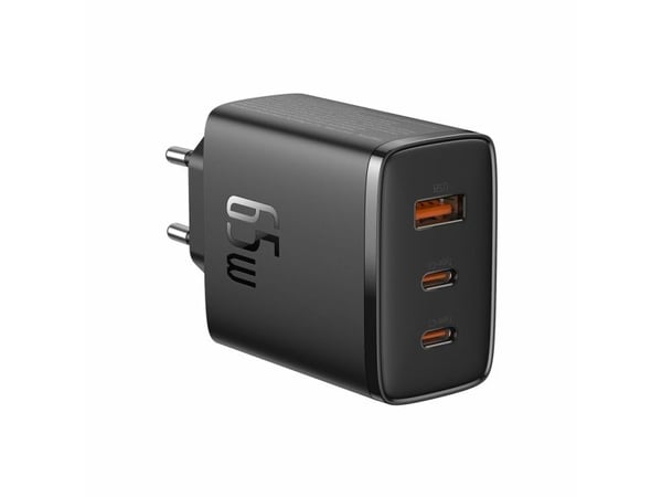 Baseus laturi Baseus OS-Cube Pro 2xUSB-C + USB seinälaturi, 65W (musta)
