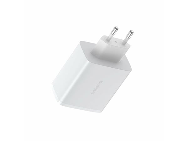 Baseus laturi Baseus OS-Cube Pro 2xUSB-C + USB seinälaturi, 65W (valkoinen)