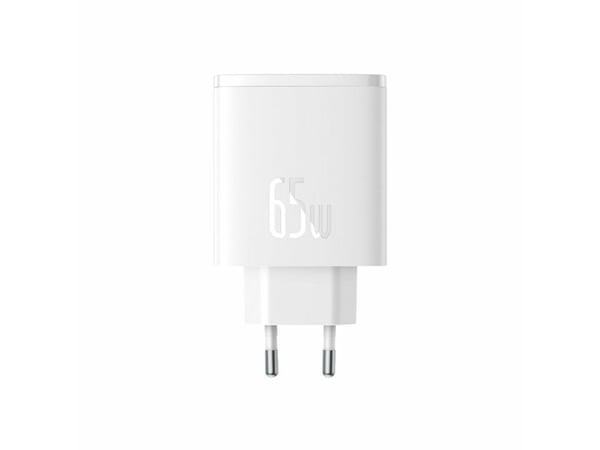 Baseus laturi Baseus OS-Cube Pro 2xUSB-C + USB seinälaturi, 65W (valkoinen)