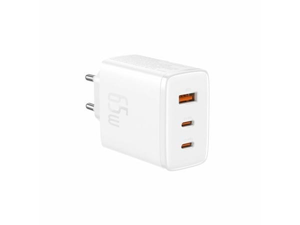 Baseus laturi Baseus OS-Cube Pro 2xUSB-C + USB seinälaturi, 65W (valkoinen)